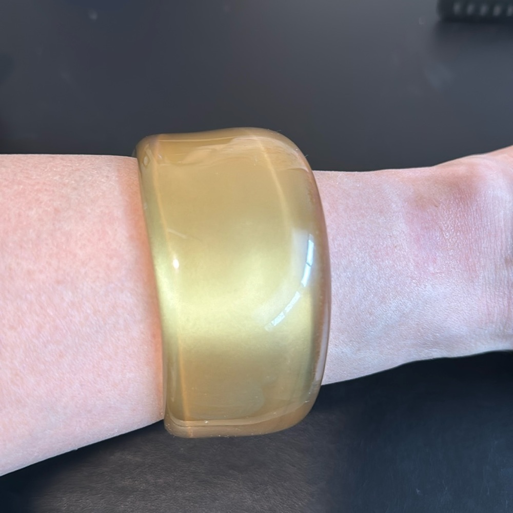 Vintage Plastic Bangle Bracelet, Gold, Asymmetrical, Retro, Boho